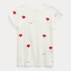 Girls Polo by Ralph Lauren Embroidered Heart T-Shirt